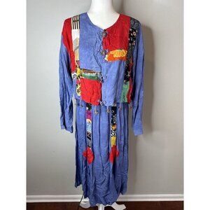 Nativewear Designs 2 Piece Set Tribal Peasant Chic Long Patch Top & Maxi Skirt S